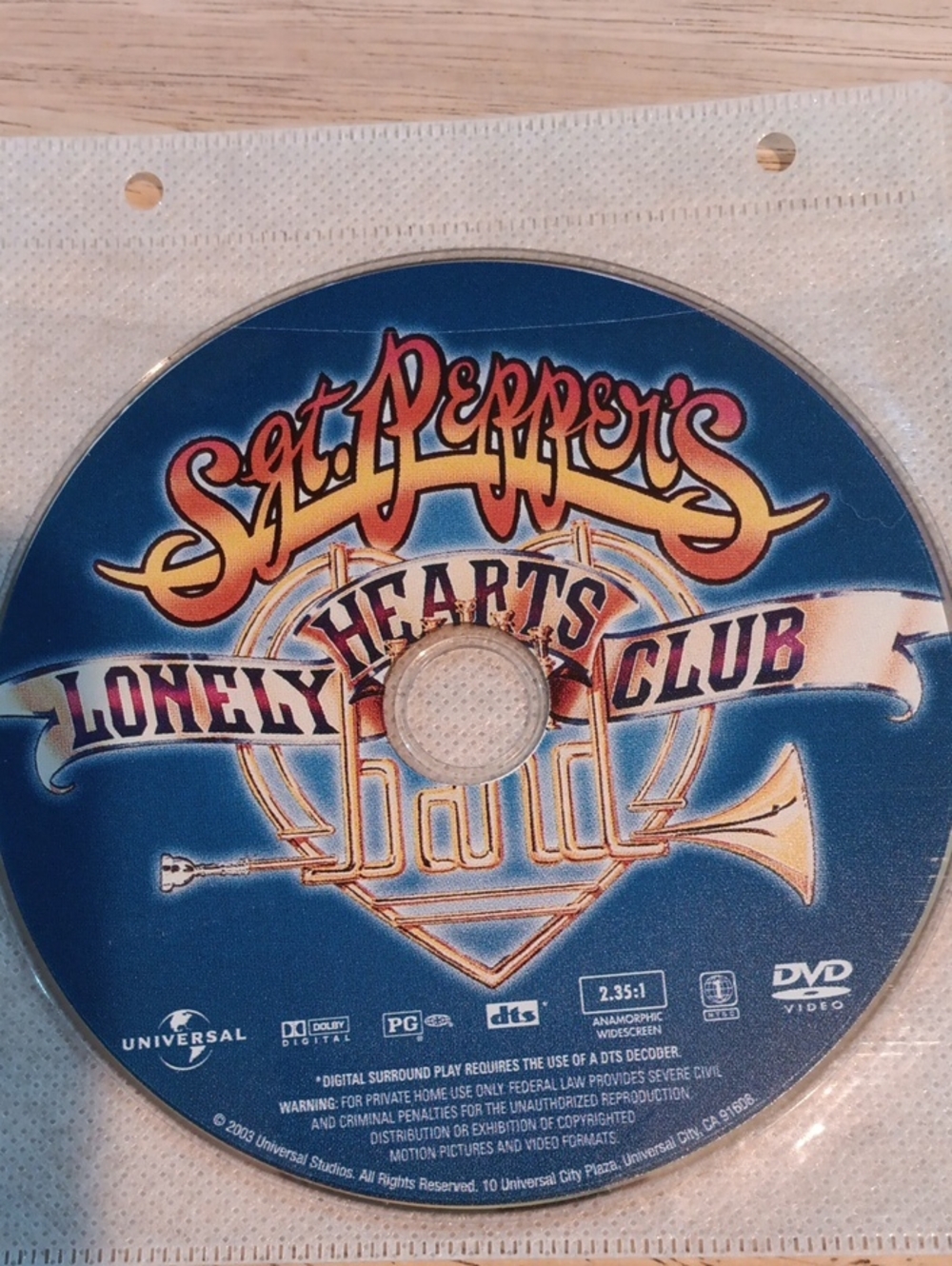 'Sgt. Pepper's Lonely Hearts Club Band' DVD *NO CASE*